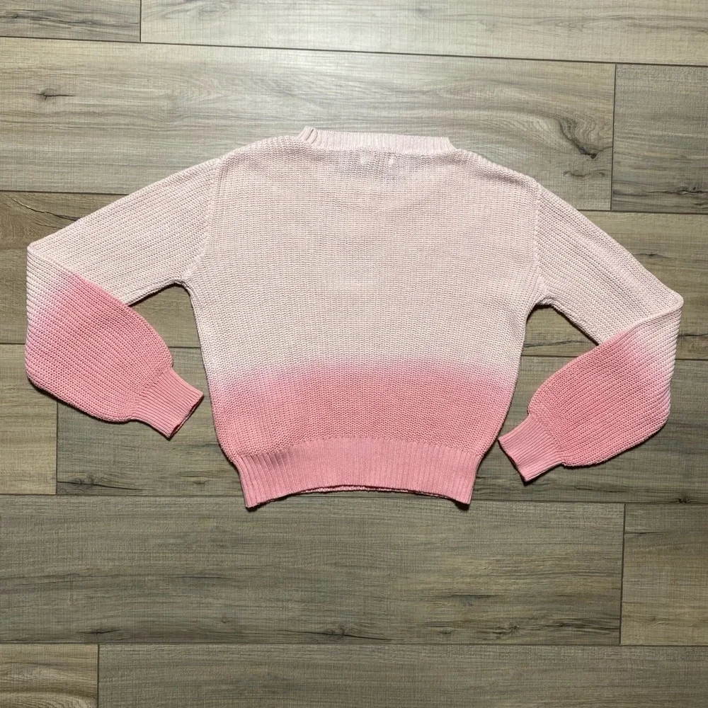 Epic Threads Girls Ombré Bow Sweater Crewneck‎ Stretchy Size M Bella Pink